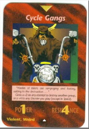 "Cycle Gangs" card from Illuminati Card Game